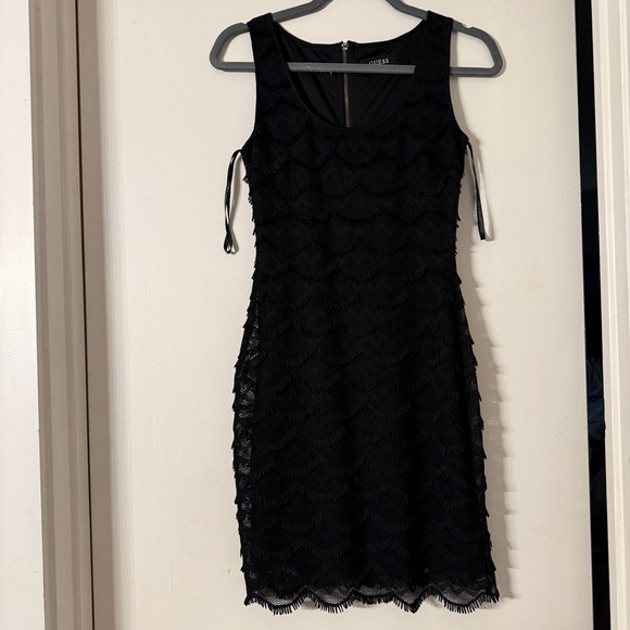 Guess Dresses & Skirts - Guess Black Gatsby Lacey Fringe Bodycon Mini Dress with Scalloped Hem